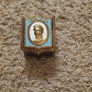 Vintage Gold and Blue Trinket Box